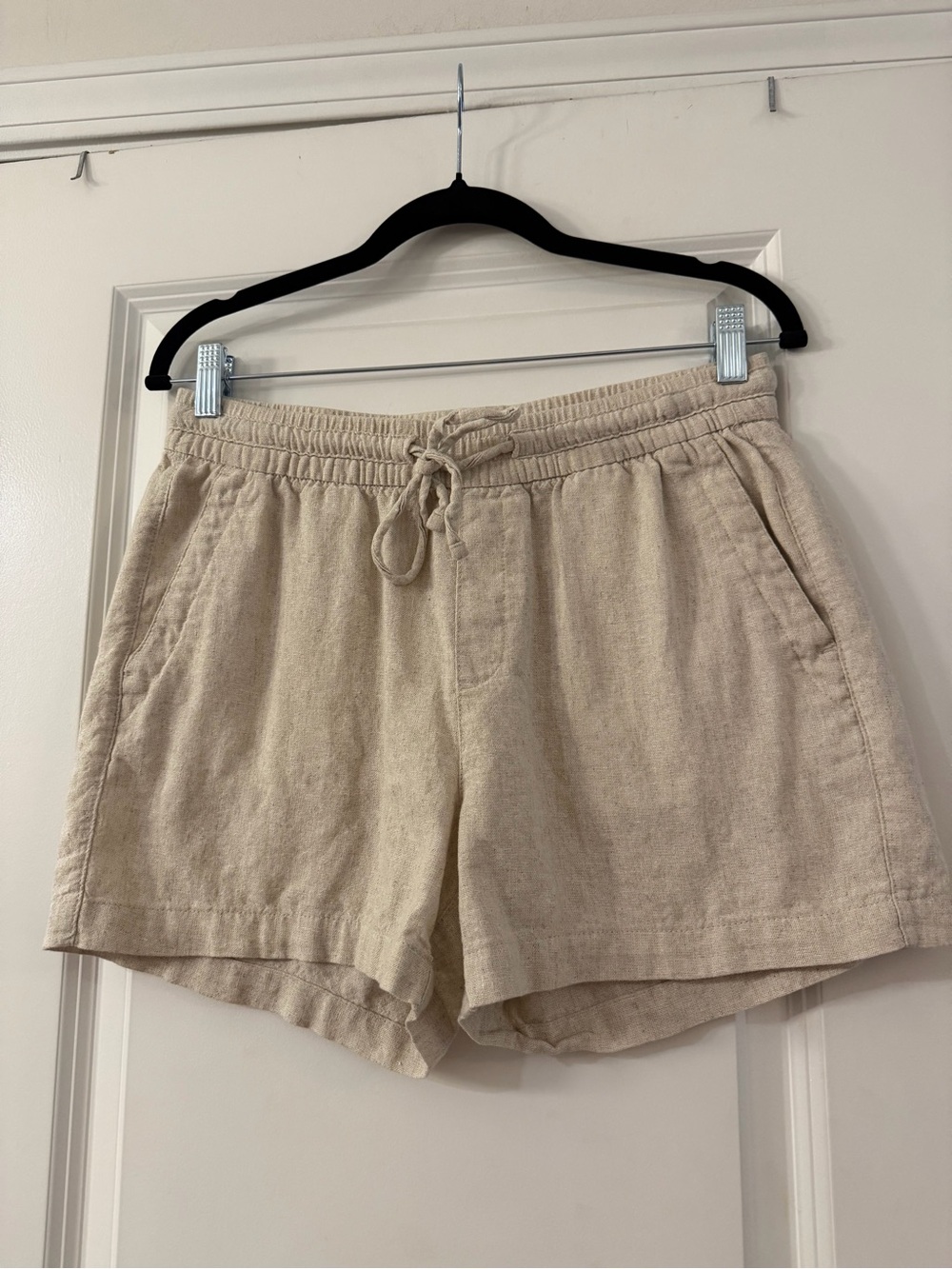 Beige Drawstring Athletic Shorts